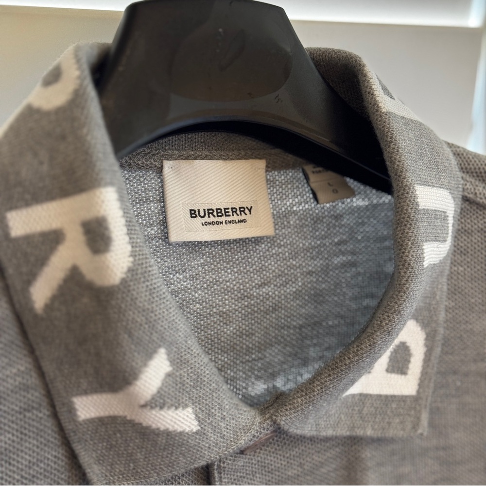 Burberry Men's Polo in Gray and White